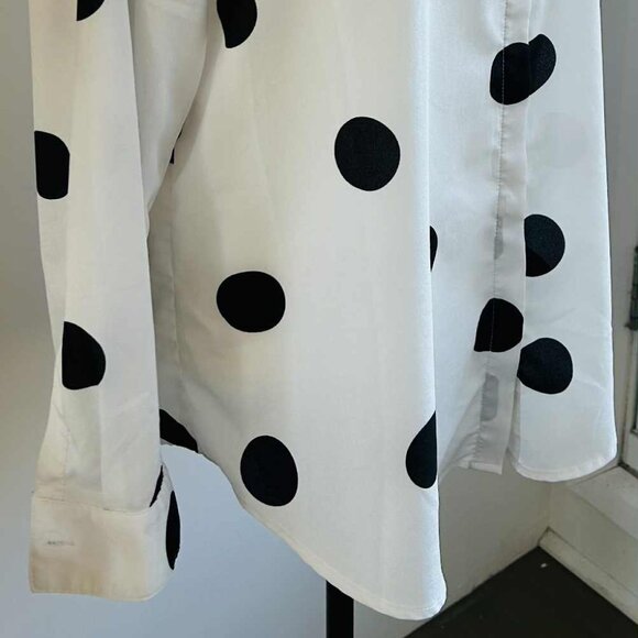 Karl Lagerfeld Paris White Polka Dot Button Shirt with Roll Tabs – US XL - Picture 2 of 11